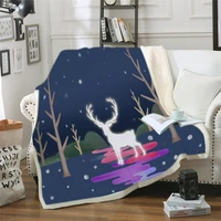 velvet plush blanket on the bed elk planet throw blanket deer antlers bedding universe galaxy cobertor