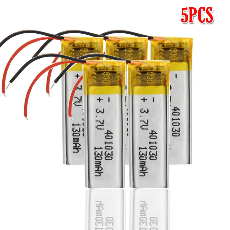 5pcs 3,7 в 130 мАч 30*10*4 мм 401030 литий-ионный аккумулятор для MP3 MP4 MP5 DVD Игрушка Мобильный bluetooth наушники lipo перезаряжаемый элемент - Цвет: 5pcs