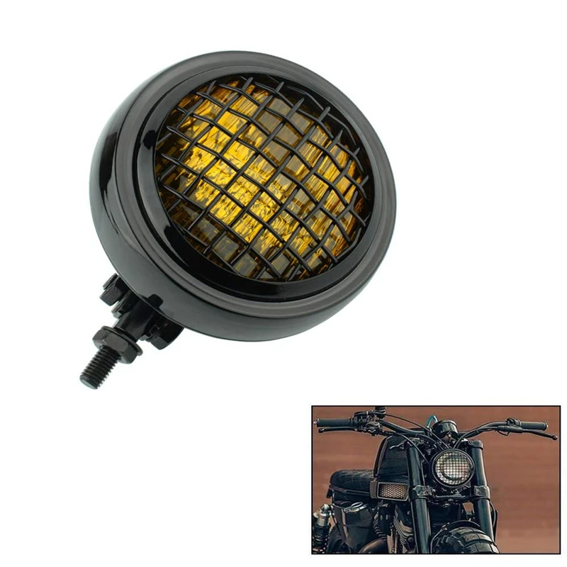 Фара для мотоцикла H4 4 1/2 дюйма ретро фара с грилем Harley Honda Yamaha Kawasaki Suzuki Cafe Racer Chopper B|