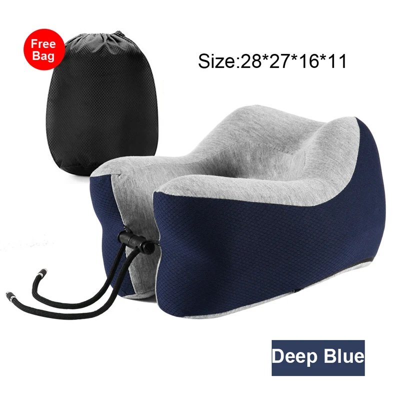 Deep Blue PurenLatex Memory Foam U shape Подушка для путешествий для самолета затылочный шейный подушку с замком медленная отскока амортизирующая подставка - Цвет: Deep Blue