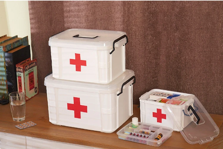 First Aid Kit Medicine Chest Holder Storage Box Multi-layer Emergency Kits Cabinet Security Safety Home Rangement Organizer