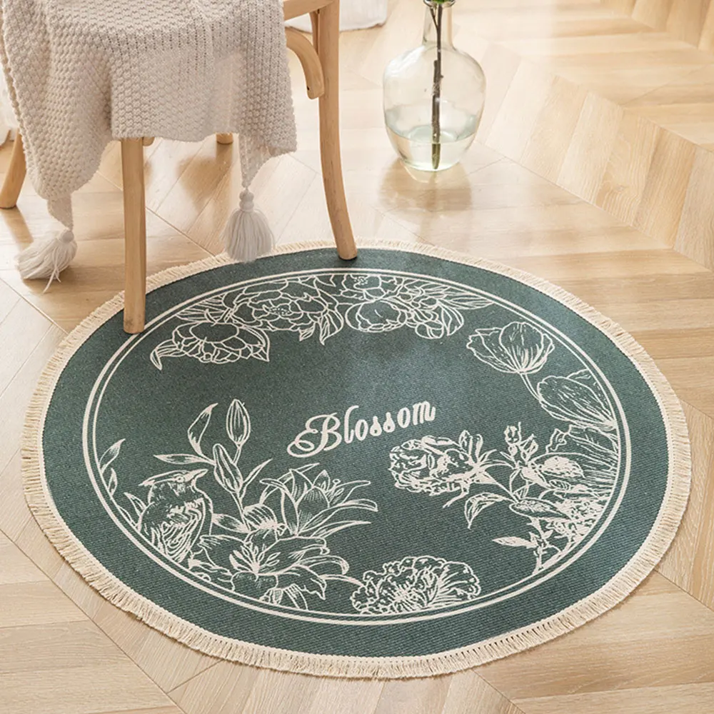

Bohemian Retro Rugs and Carpets for Home Living Room Decor Boho Hand Woven Cotton Line Round Rugs Carpet Geometric Floor Mat