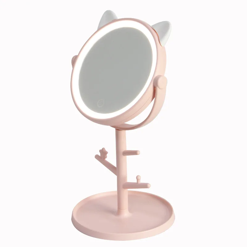 

Настольное зеркало для макияжа со светодиодсветильник кой, Настольная настольная подставка для ванной комнаты, для путешествий, с увеличит...