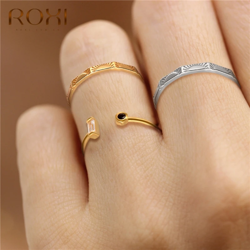 ROXI 925 пробы Серебряное кольцо открытые золотые Роскошные Австрийские