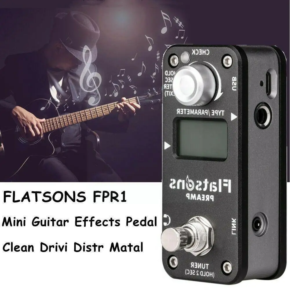 

Черный неозвучный металлический эффектор с искажением перегрузки и шумовой дверью, универсальный для гитарных бас-педалей, запчасти, аксес...