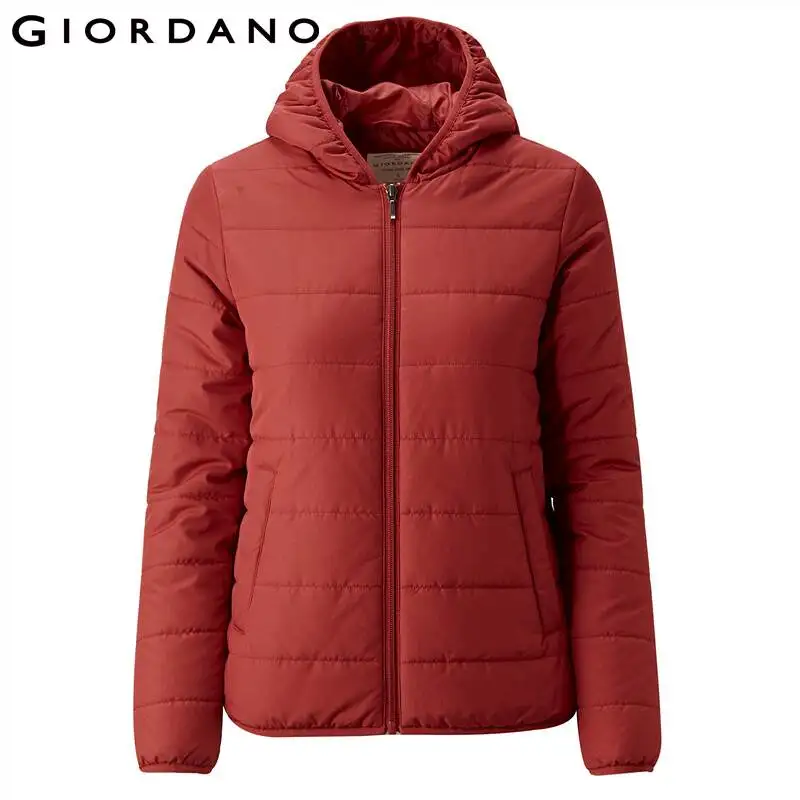 Giordano Женское пальто женское однотонное пальто с капюшоном Think Zipper Fly Abrigos Mujer Invierno Soild color Casaco Feminino 05379656