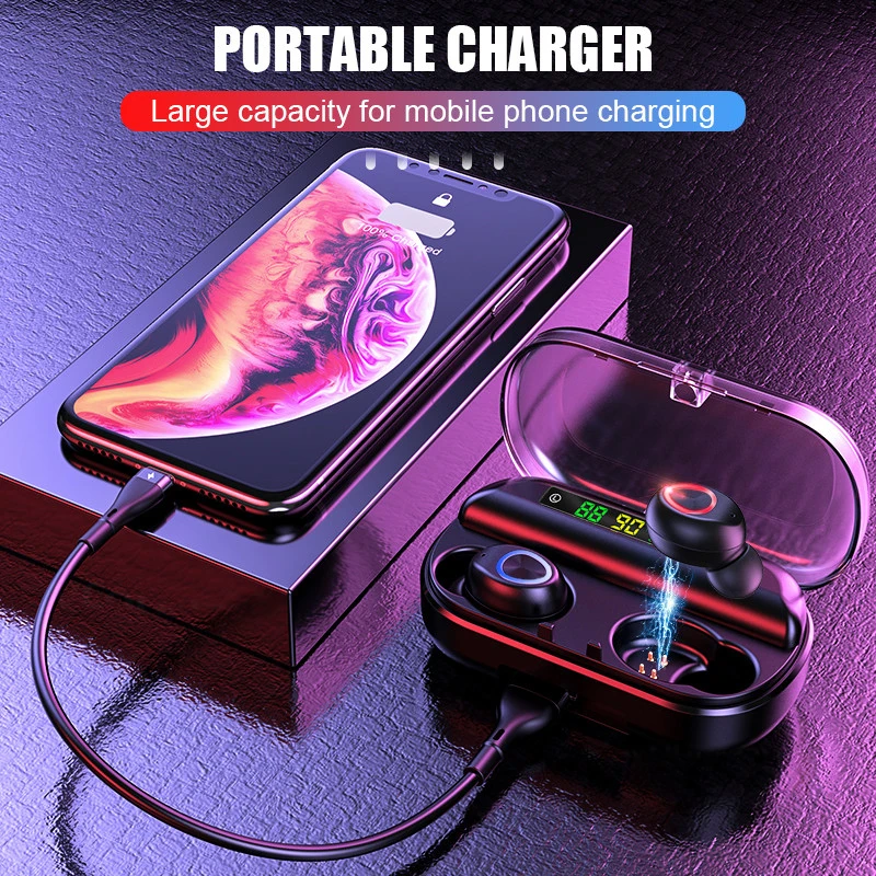 

Bluetooth 5.0 Earphones 8D Stereo Sports Headset Waterproof Wireless Headphone Earbuds 2000mAh Charging Box With Microphone