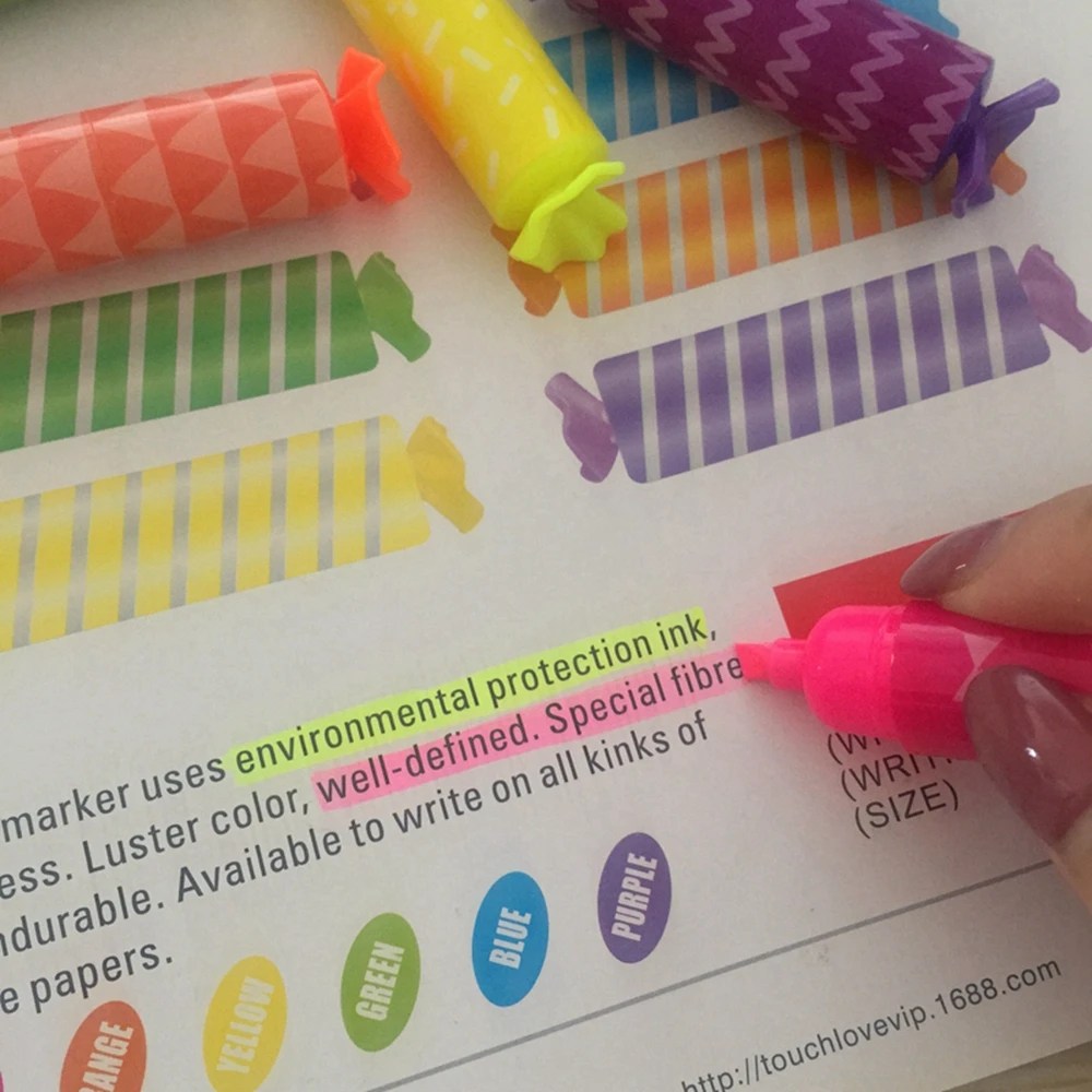 6 шт./лот флуоресцентные маркеры ярких цветов для детей школьные и офисные