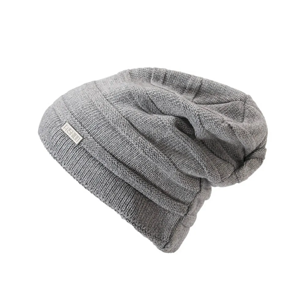 Gray Knitted Cap FS Высокое качество шерсти вязаный Рыбак Beanie зима для женщин Открытый Лыжный ветрозащитный Уха Защиты Slouchy Мешковатые Шапочка Hat - Цвет: Gray Knitted Cap