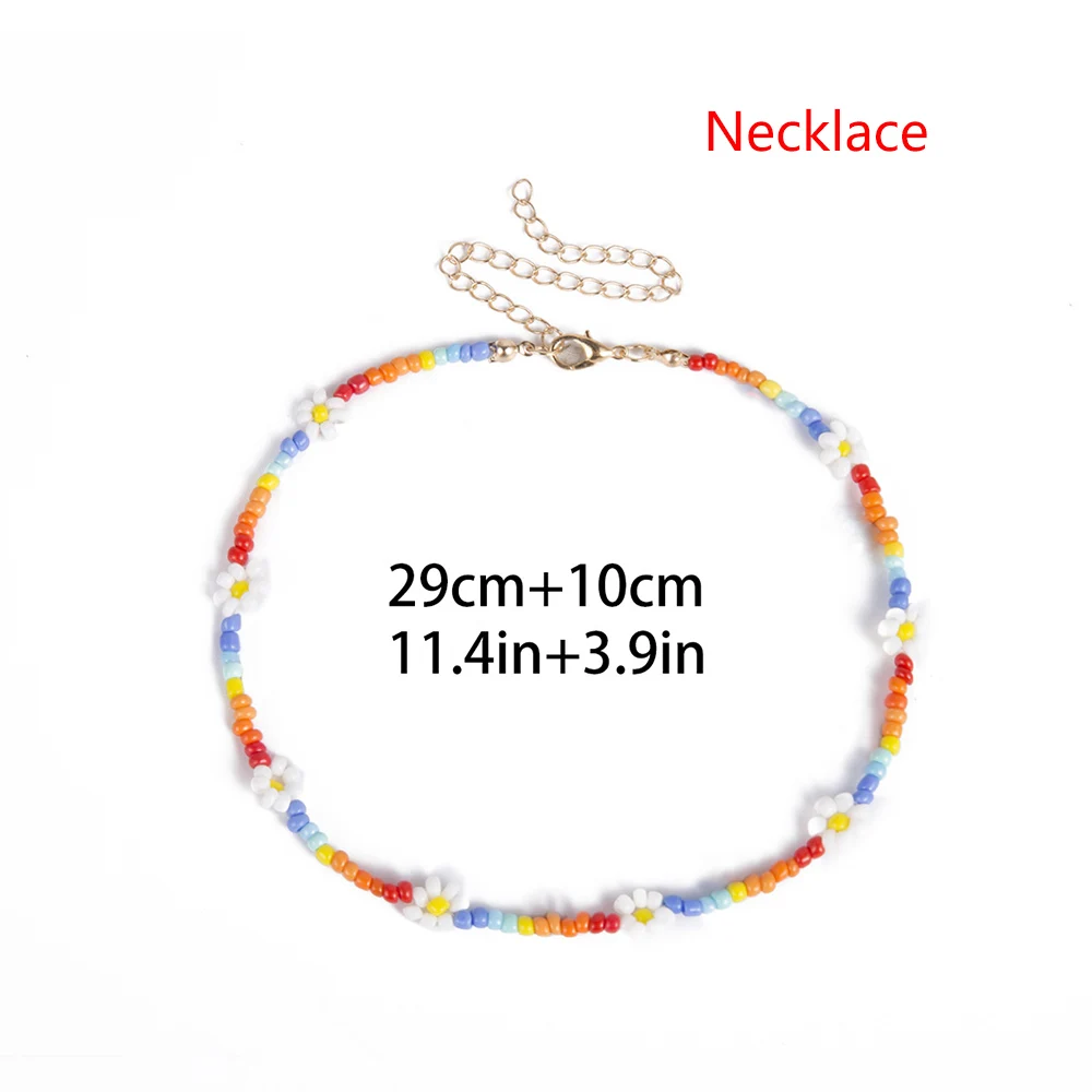 

Bohemian Colorful Seed Bead Flower Choker Necklace Statement Short Collar Clavicle Chain Necklace for Women Jewelry bijoux