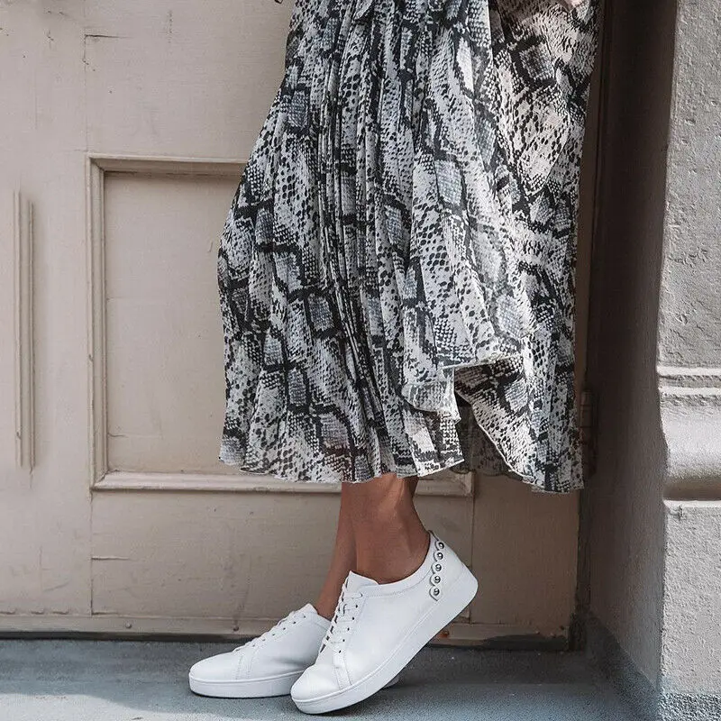 Новинка 2020 женское цельнокроеное платье со змеиным принтом плиссированное