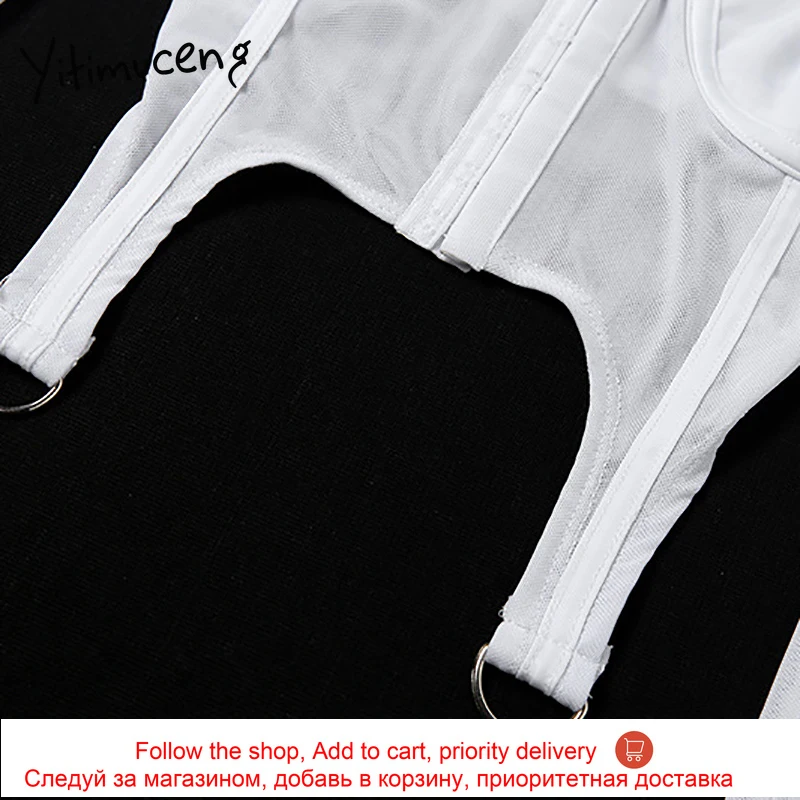 

Yitimuceng White Irregular Women Tshirts 2021 summer New Shirts Slim Sexy Crop Top Tops Long Sleeve Square Collar Tee Streetwear