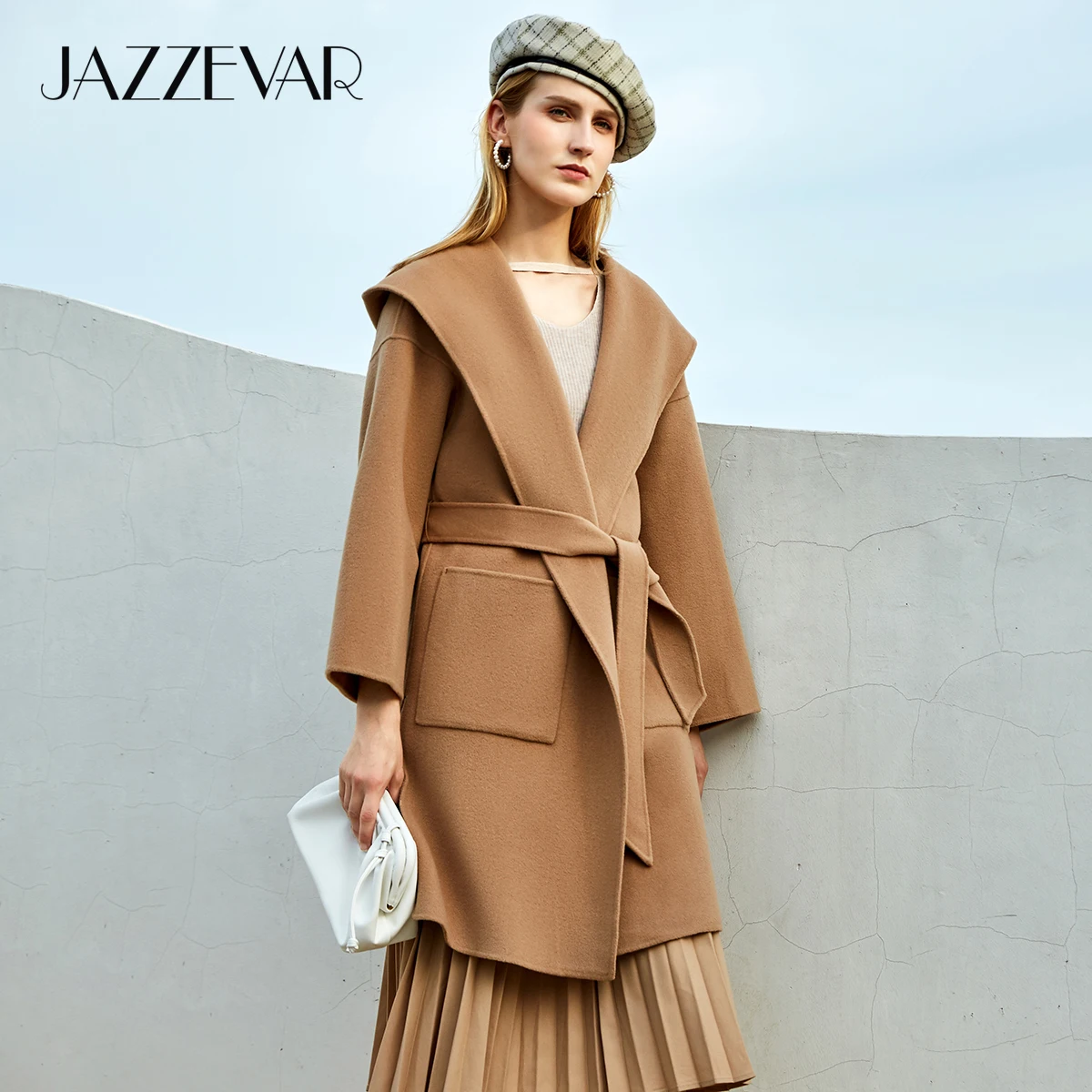 JAZZEVAR новая зимняя модная женская Повседневная кашемировая куртка с капюшоном