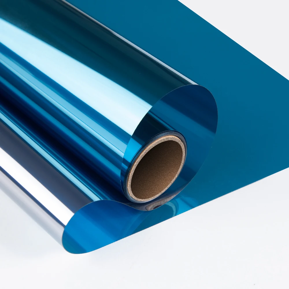 

2021 One Way Mirror Window Film Blue Vinyl Self-adhesive Reflective Solar film Privacy Window Tint for Home Glass Stickers