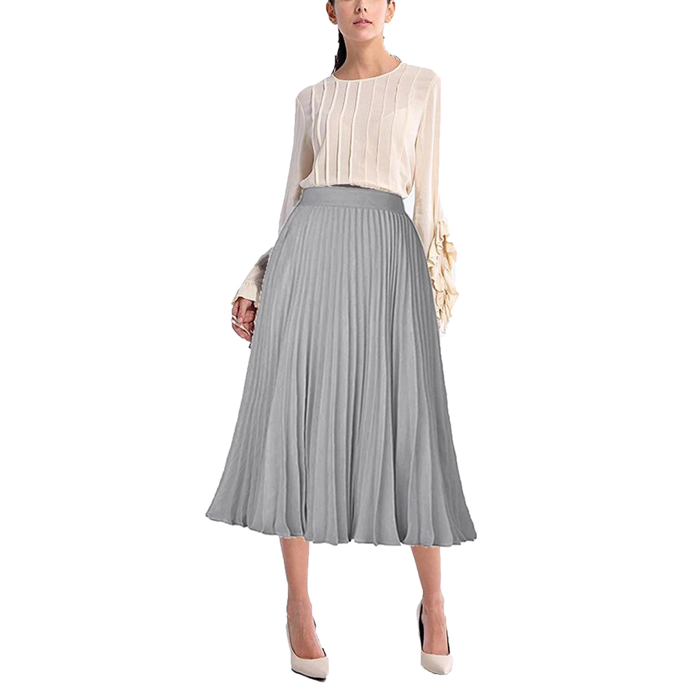 

New Skirts Fashion Women Pleated High Waist Skirts Ladies Summer Party Clothes Female Smooth Pleated Skirts