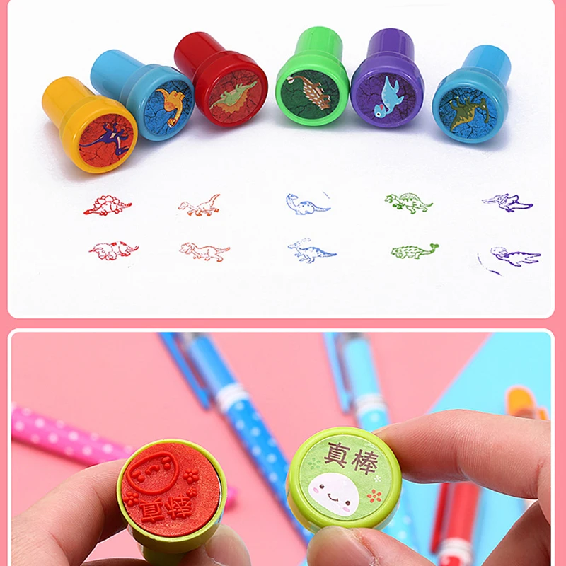 10Pcs/Set Kid Fun DIY Cartoon Animals Self Inking Rubber Stamps Scrapbooking Stamper Children Toys Cute School Craft Kids Toy | Игрушки и