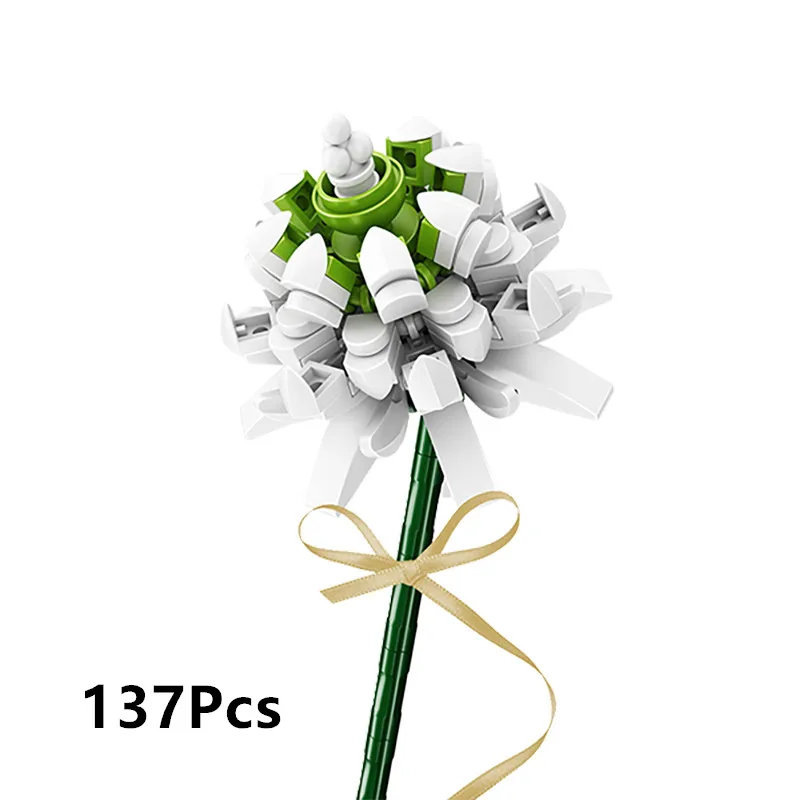 

Single Bouquets Building Blocks Michelia Saffron Hibiscus Bonsai Camellia Bricks Model MOC Flowers Accessories DIY Toys Kids