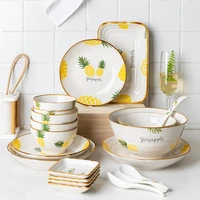 european style ceramic tableware set white phnom penh pineapple plate bowl dish spoon combination creativity home kitchen