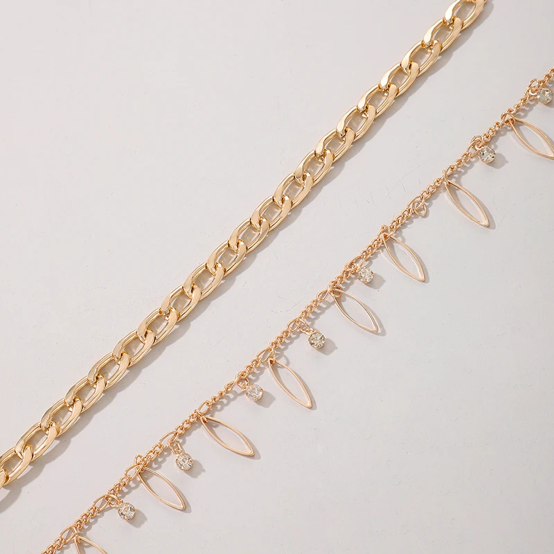 Docona 2 шт./компл. панк многослойный ножной браслет для женщин металлический сплав