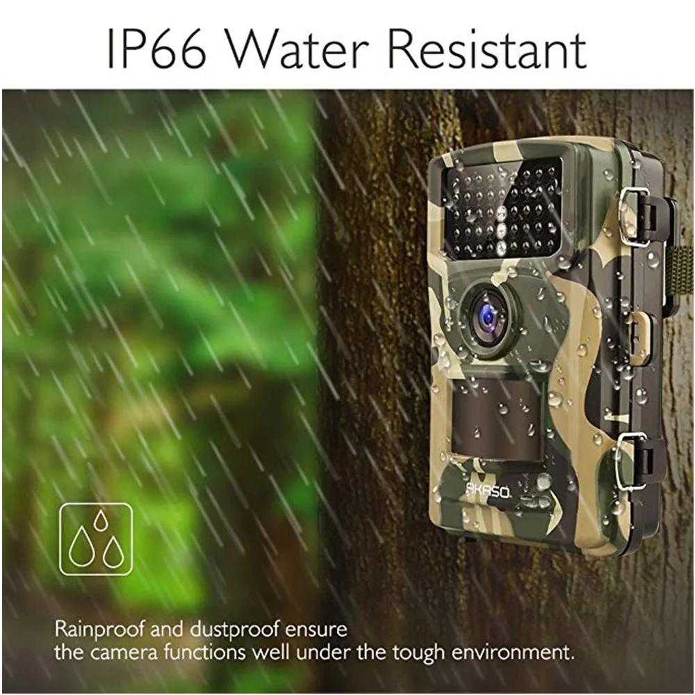 AKASO Trail игровая камера 14MP 1080P ночное видение дикая природа Охота Скаутинг Cam IP66 водонепроницаемый 120 ° угол Дикая камера Экшн-камера