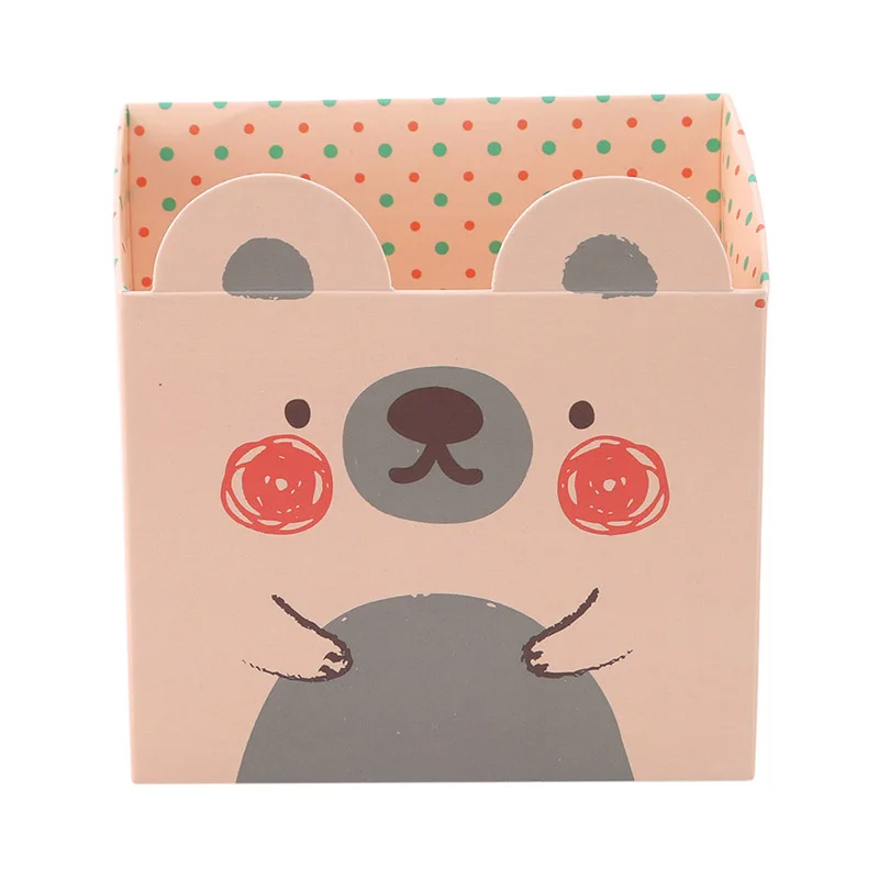 Милый медведь бумажная настольная Коробка органайзер DIY подставка для ручек и