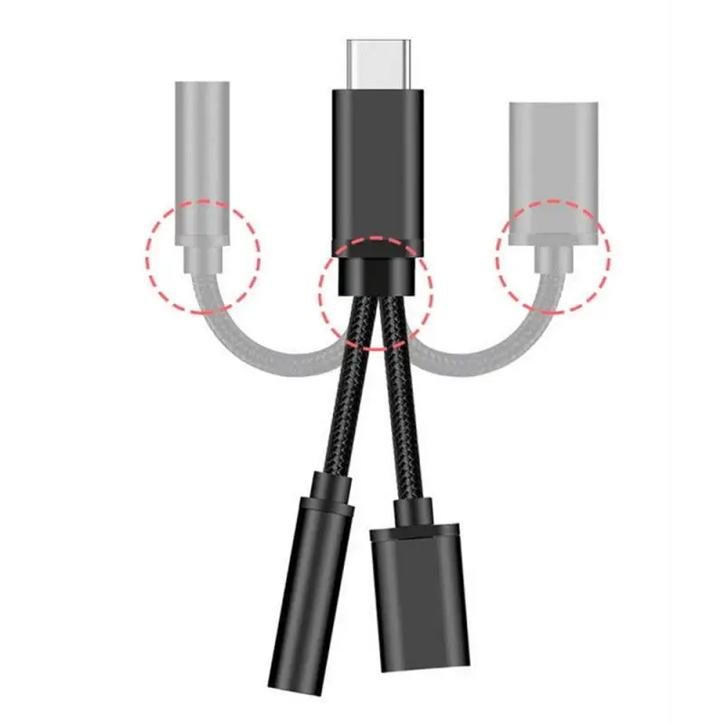 2 в 1 USB C Type-C до 3 5 мм AUX разъем для наушников зарядный кабель адаптер сплиттер Xiaomi
