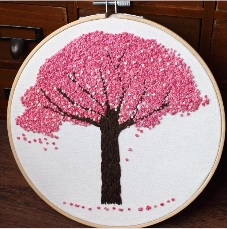 DIY Вышивка Вишневое дерево ручной работы Рукоделие для начинающих крестиком