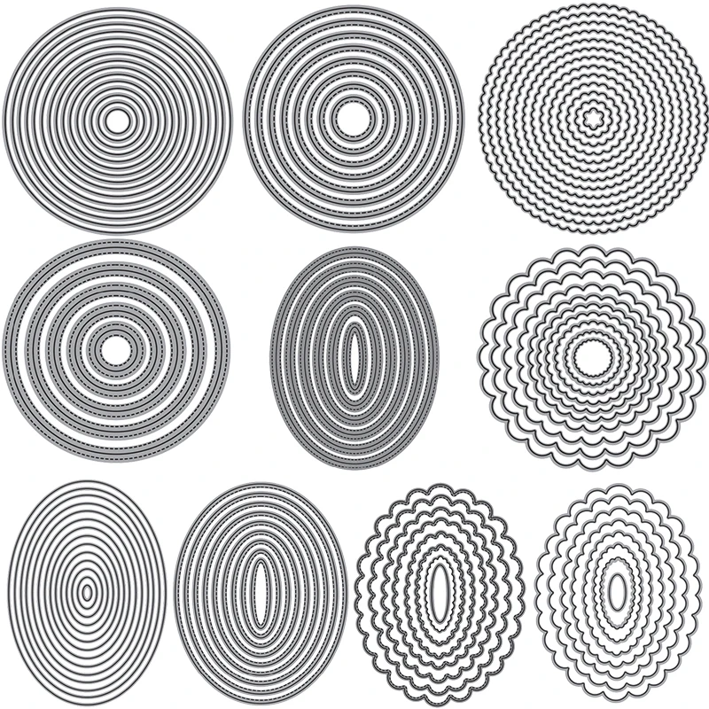 

Stitched Circle Cutting Dies Layered Scallop Oval Metal Cutting Dies DIY Scrapbooking Craft Cards Making Template 2021 New