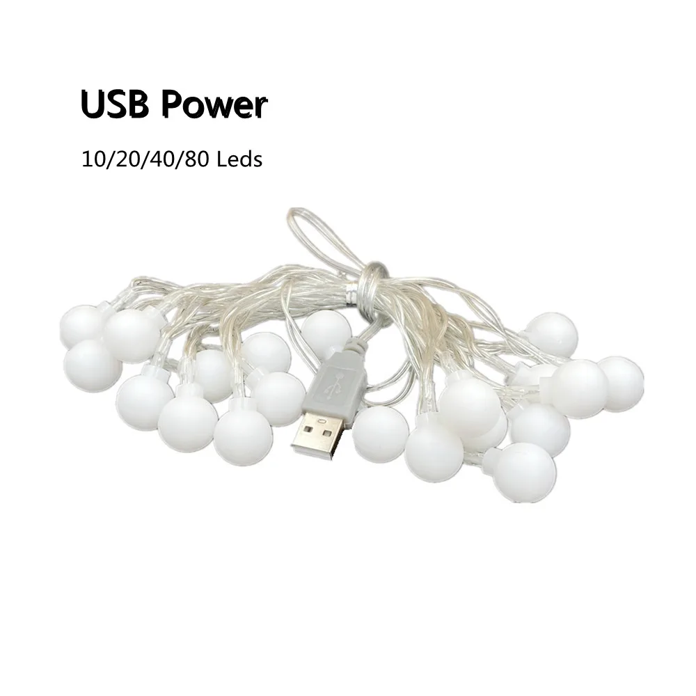 

LSDM Уличная водонепроницаемая светодиодная гирлянда с шариками, теплый белый свет