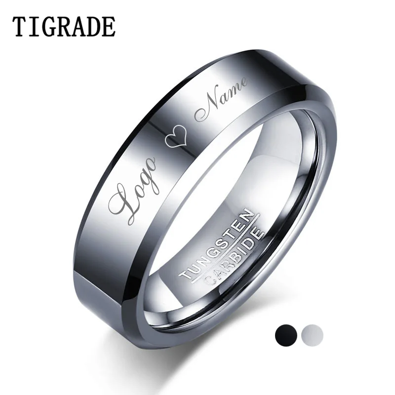 

Tigrade Tungsten Ring For Men Women Polished Unique Custom Engraving Write Ring for Wedding band Gift for Lover Friend Mom Dad