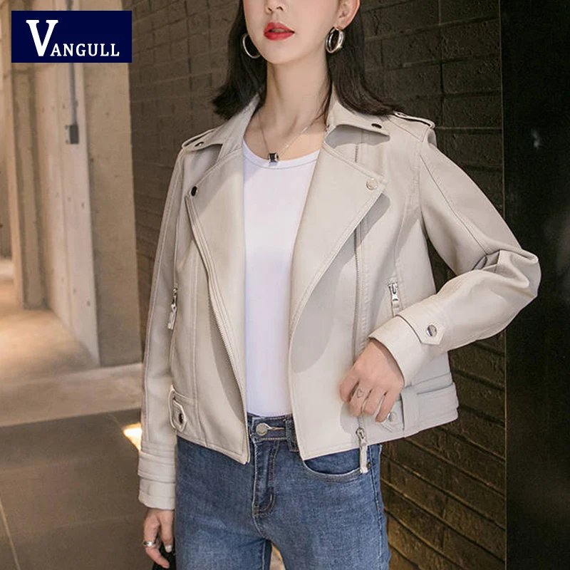 Vangull новинка куртка из искусственной кожи женское однотонное приталенное пальто