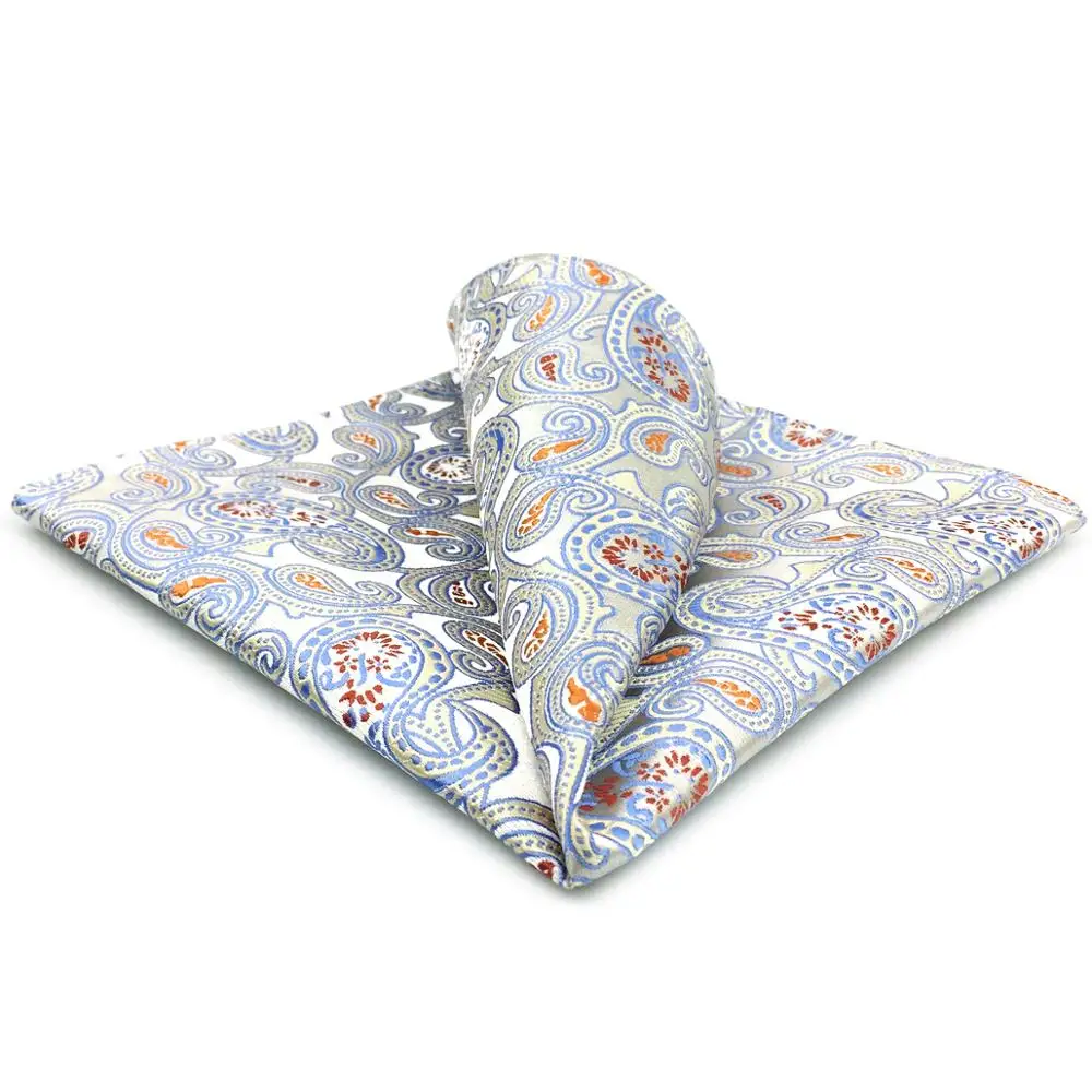 EH4 Серебряный серый Пейсли Шелковый мужской карманный квадратный классический