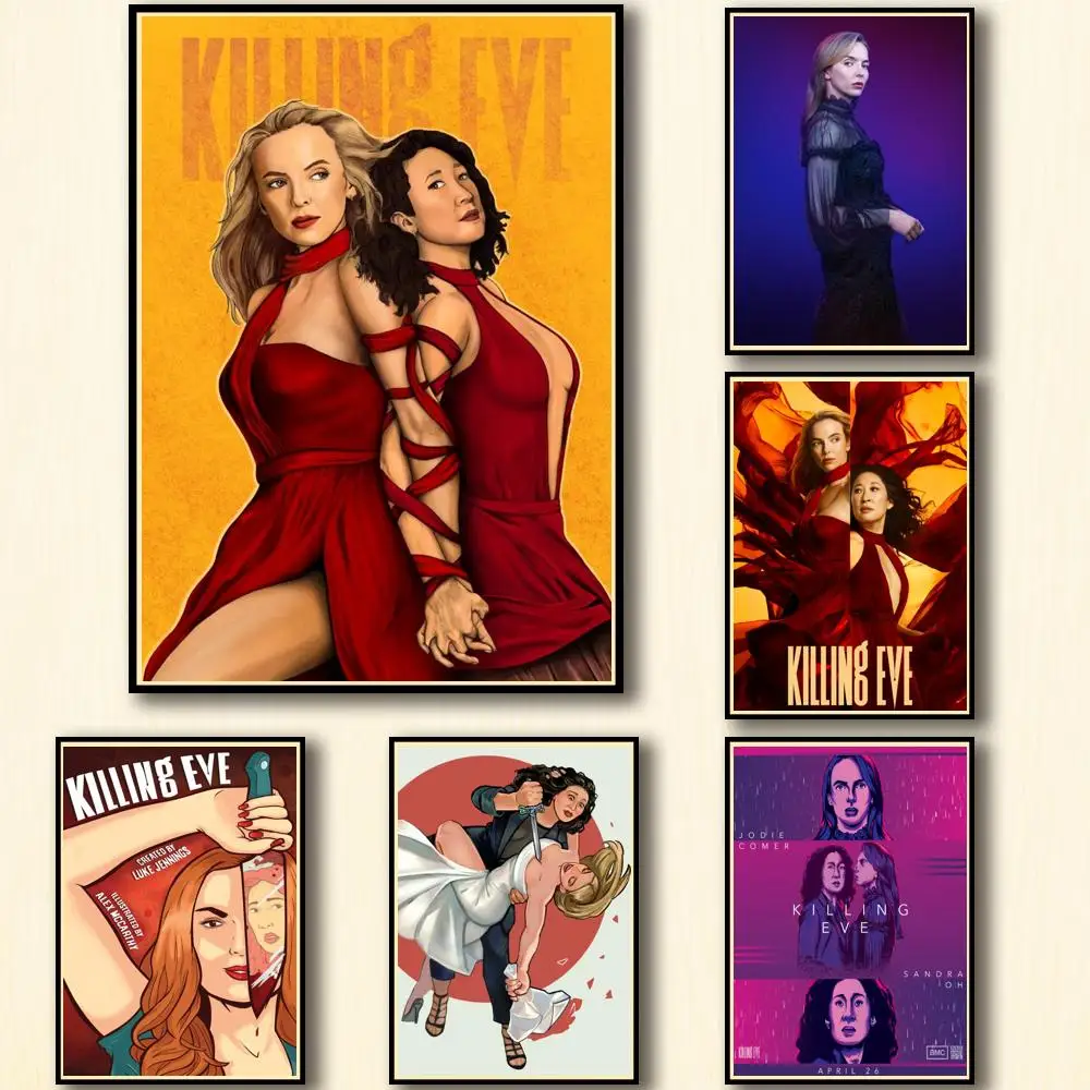 

22 Designs Tv Show Killing Eve Whitepaper Poster Artwork Fancy Wall Sticker for Coffee House Bar