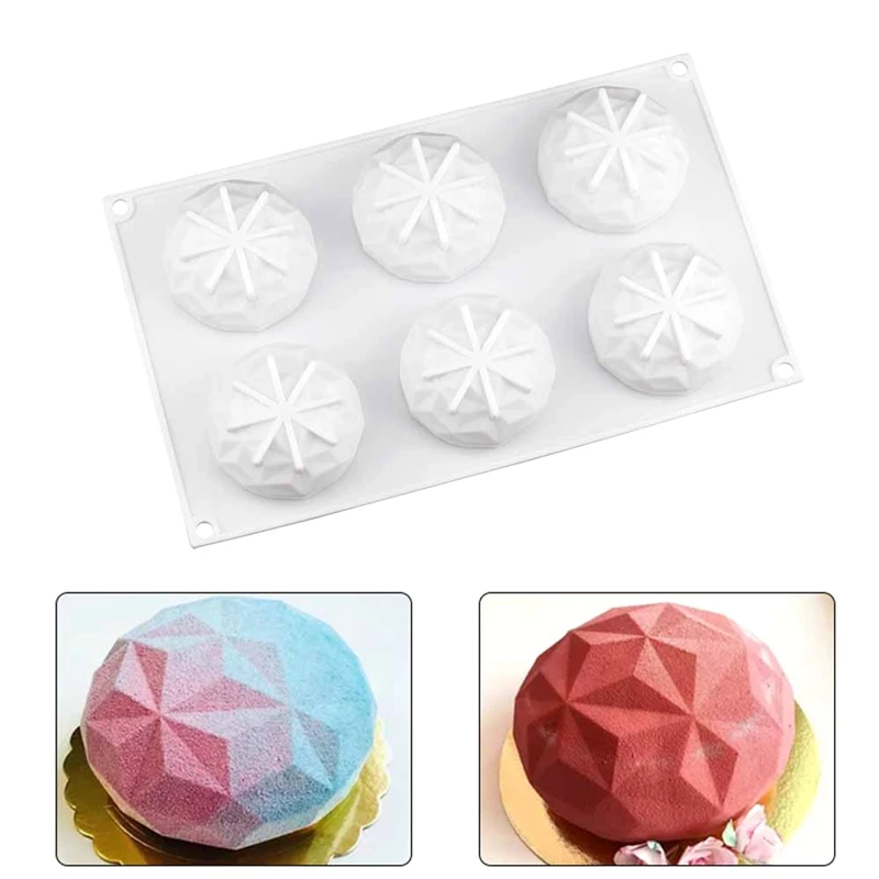 

Wholesale 6-Cavity 3D Love Heart Diamond Shaped Rectangular Silicone DIY Mold Mousse Cake Chocolate Soap Mould