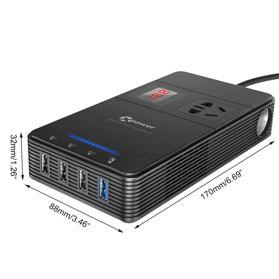 

Car Power Inverter DC 12V To AC 220V 230V Voltage Converter with Air Purifier QC 3.0 USB Charger Auto Inversor 12 V 220 V New