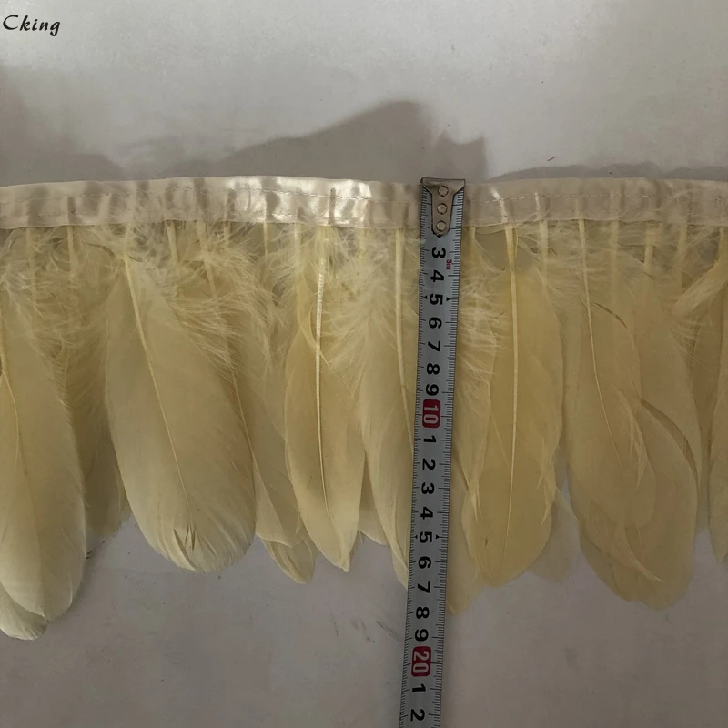 Набор из 10 ярдов окрашенных в цвет шампанского гусиных перьев 6 8 дюймов ширину