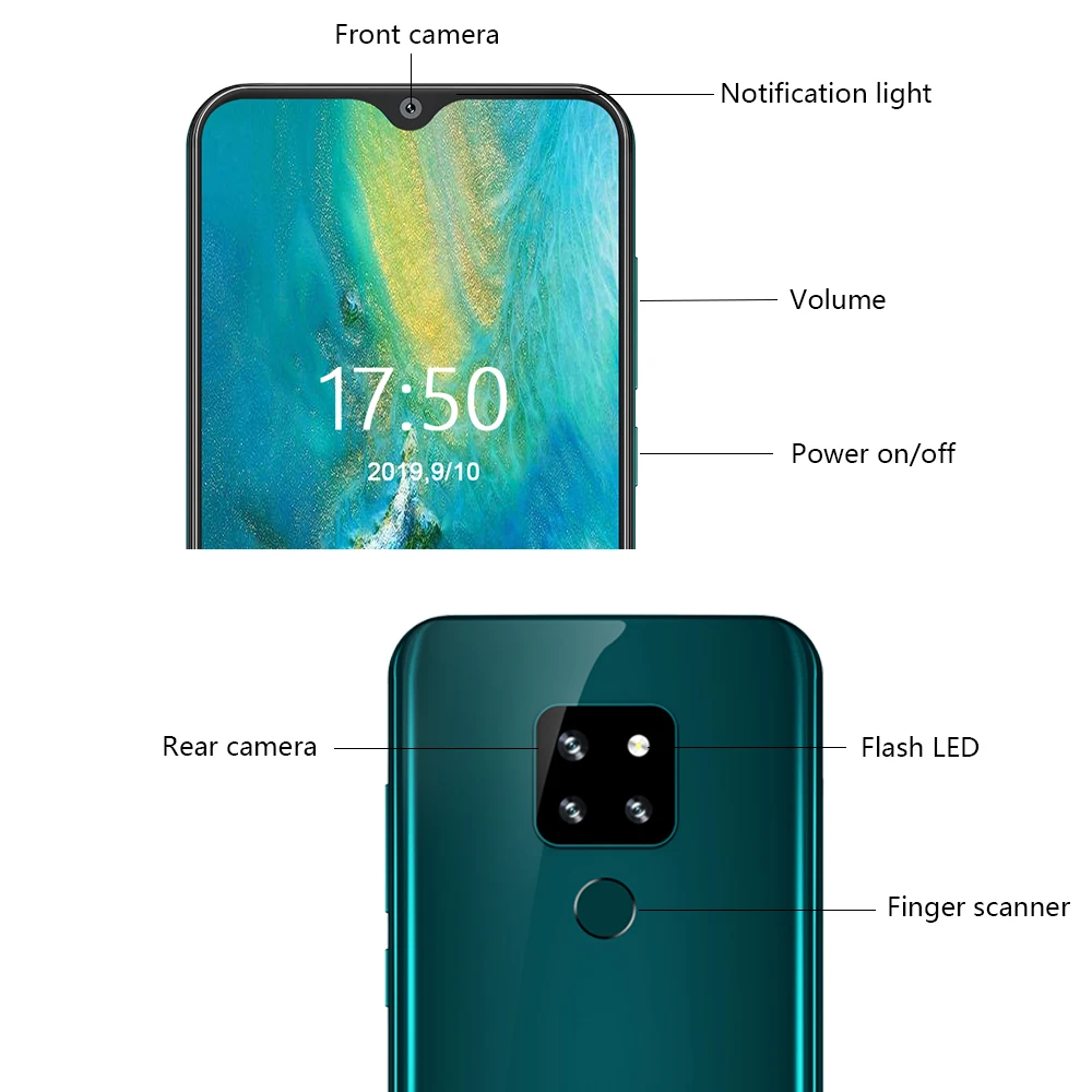 Cubot P30 Android 9,0 6," экран капли 2340x1080 4 Гб+ 64 Гб Pie Helio P23 AI задняя Тройная камера Face ID 4000 мАч смартфон
