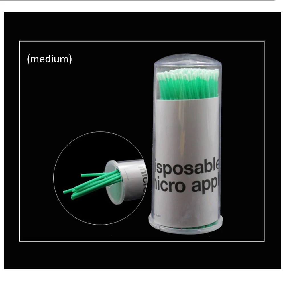 08 Dark Green M 100 шт Горячие натуральные ресницы удаление татуировки микро набор кистей новые одноразовые красочные ватные тампоны щетка для ресниц очищающий тампон - Цвет: 08 Dark Green M
