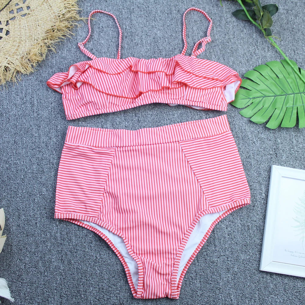 Сексуальное бикини 2020 купальник из двух частей в стиле ретро полосатый