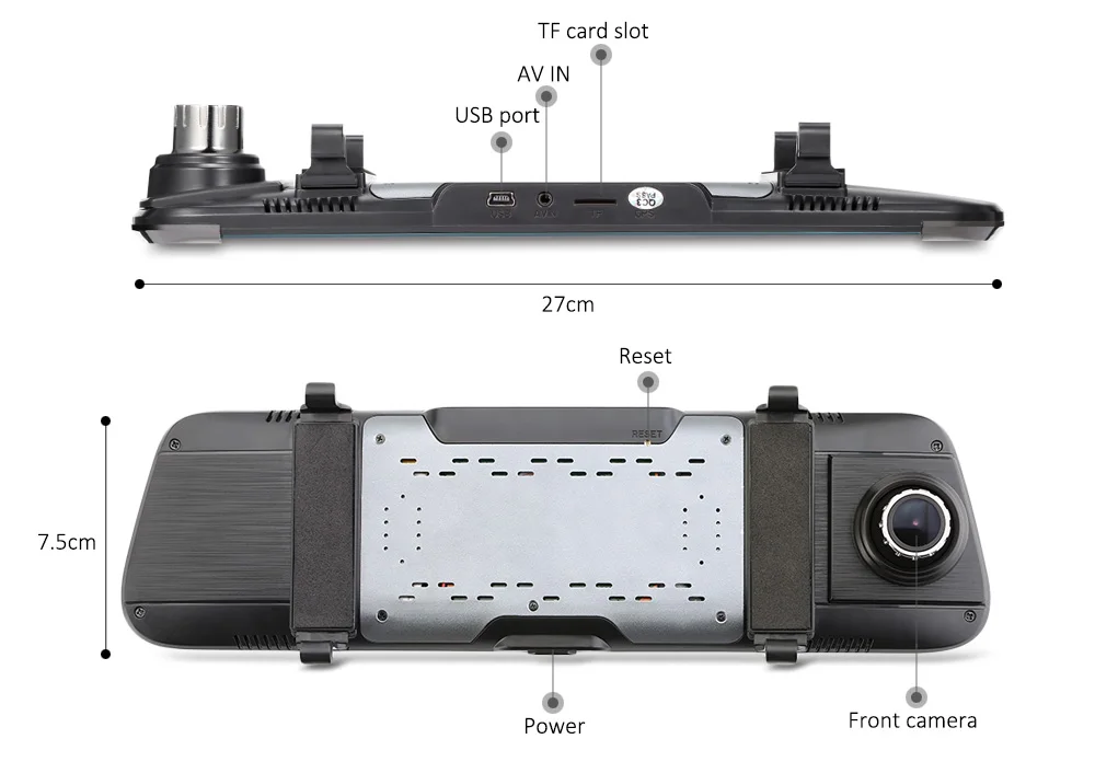 Quidux FHD 1080P Автомобильный видеорегистратор 9,35 Дюймов ips Экран 1:1 сплит-дисплей потока зеркало заднего вида Даш камера двойной объектив рекордер