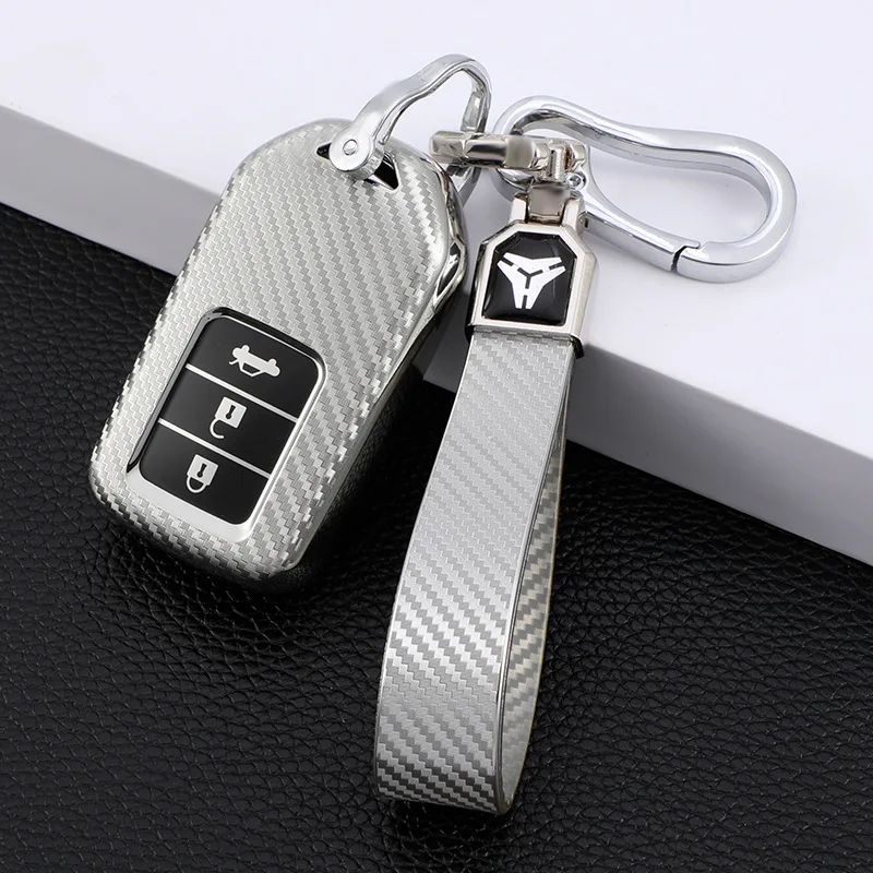 

Carbon Fiber TPU Car Key Case Cover for Honda Odyssey CRV Pilot Vezel City Accord Civic Fit Freed 2016-2019 Key Shell Protector