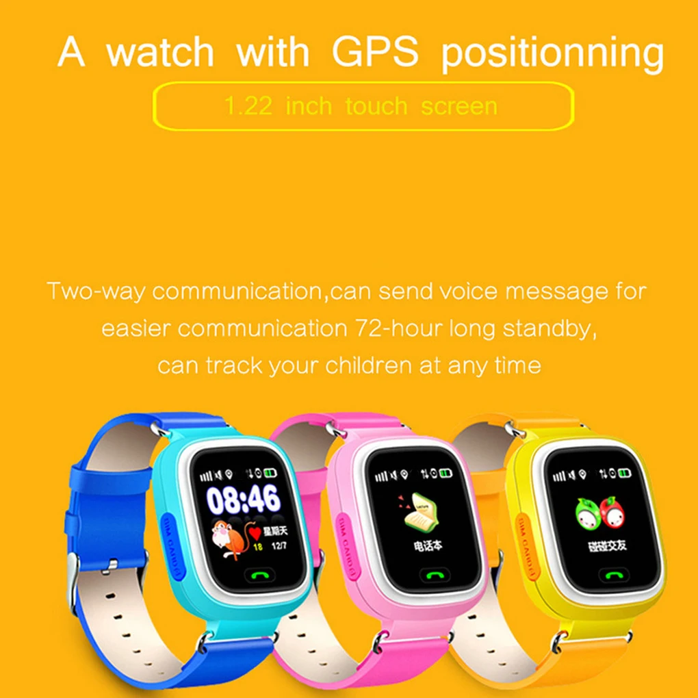 

New Q90 GPS Child Smart Watch Phone Position Children Watch 1.22 inch Touch Screen WIFI SOS Smart Kids Watch
