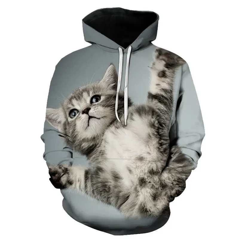 

Two cat sweatshirt long sleeve 3D hoodie sweatshirt pullover fashion sweater