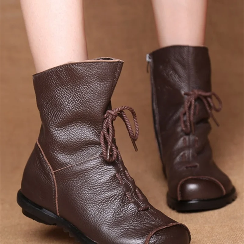 

Women's leather soft soled women's shoes anti slip large size shoes spring and autumn single boots