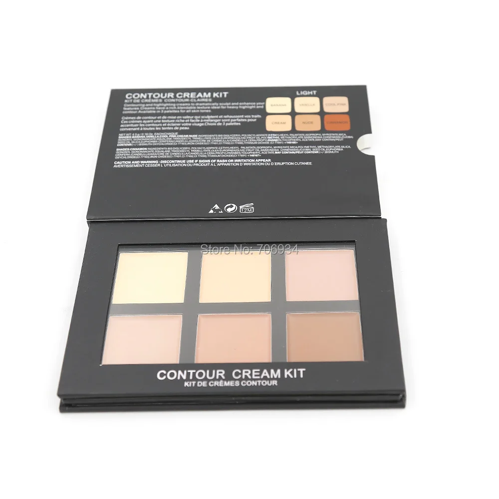 

6 Colors Contour Palette Kit Cream Concealer Makeup Palette 1pcs Face Primer All Skin Types Net 30g
