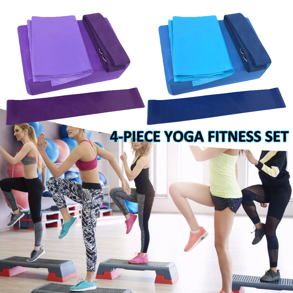 

4Pcs/Set Yoga Exercise Set Yoga Block Stretch Band Resistance Ring Fitness