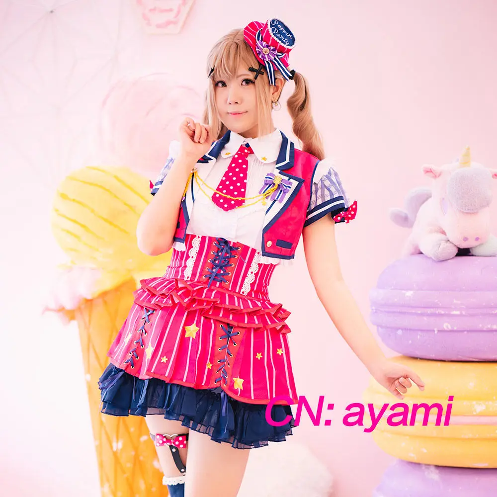 

Bang Dream! Ichigaya Arisa Косплей Костюм Аниме Poppin'Party Веселые Звезды платья Рождество Хэллоуин Бесплатная доставка CG543