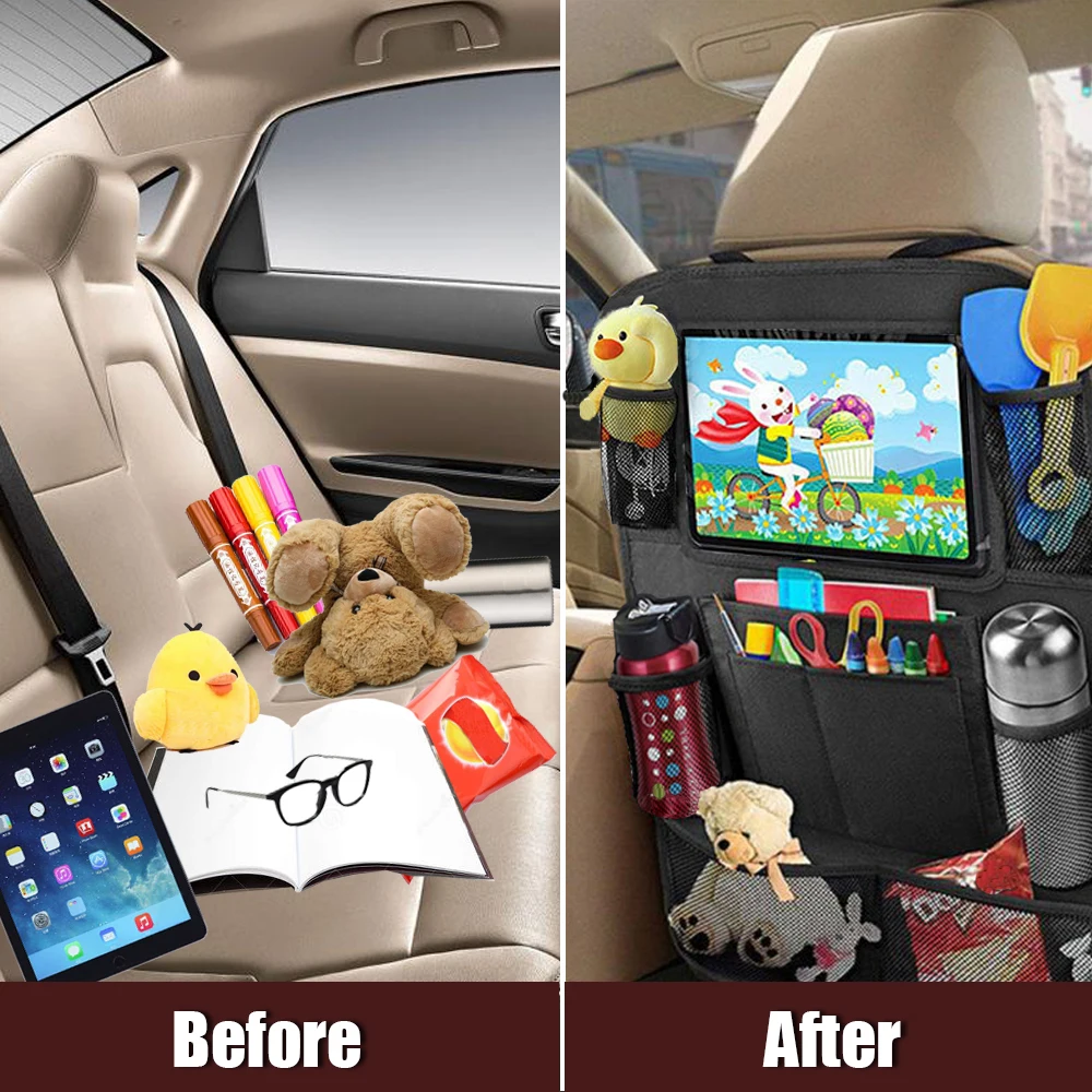 

2/1Pc Car Seat Back Protector Cover Multi-Pocket Storage Bag Touch Screen Tablet Holder Storage Organizer Anti-kick Mat For Kid