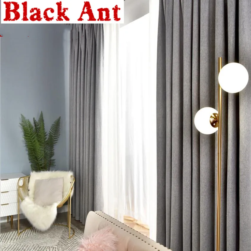 Европейская занавеска желтый однотонный Цвет для Гостиная плотные ткани