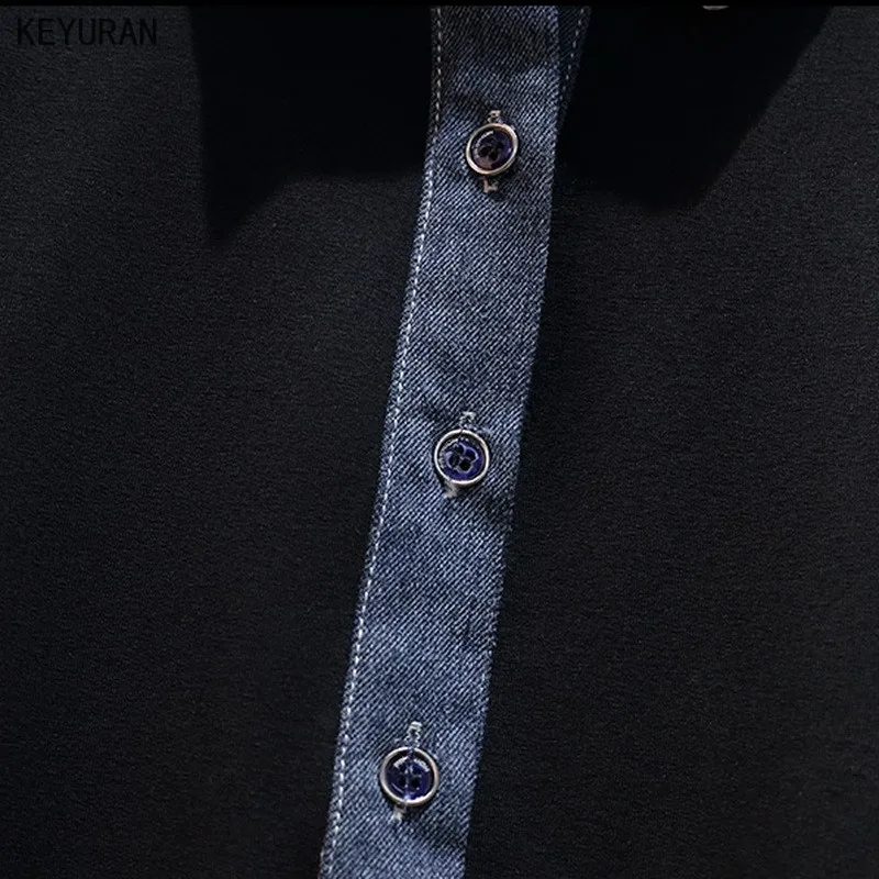 Лоскутное джинсовое женское платье с длинным рукавом средняя талия поясом